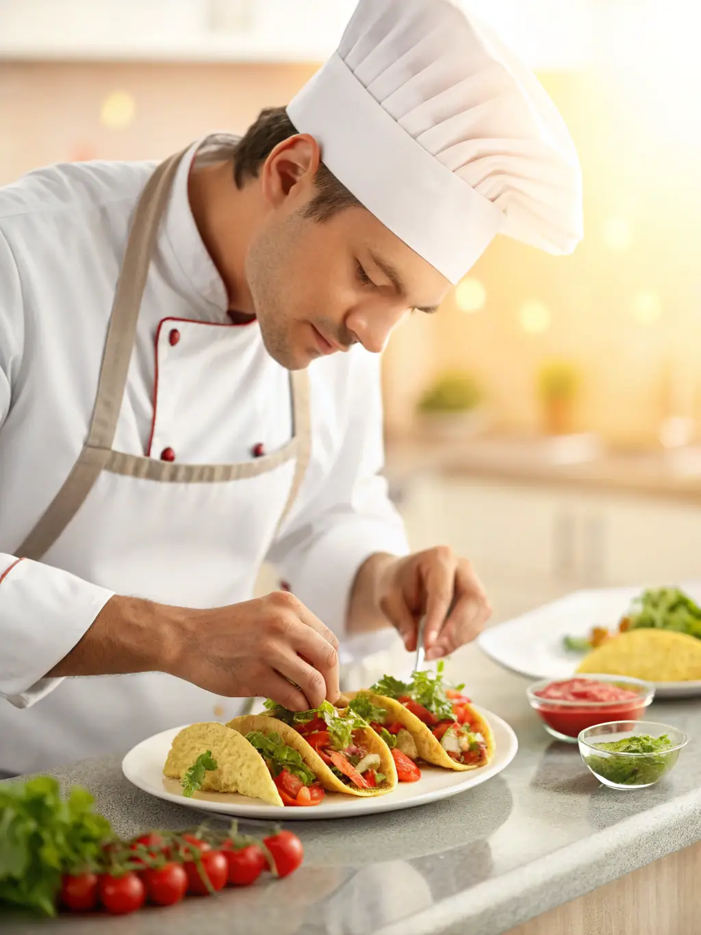A colorful photo of a variety of tacos and margaritas on a table at Bakersfield Mass Ave in Indianapolis, highlighting the restaurant's vibrant Mexican cuisine.